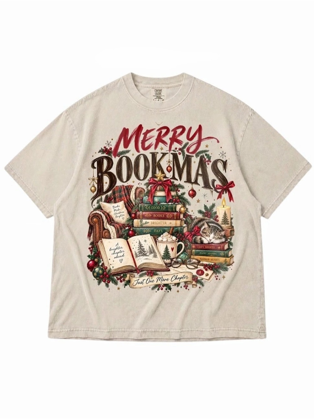 Comfort Colors Ivory Merry Bookmas Graphic Tee